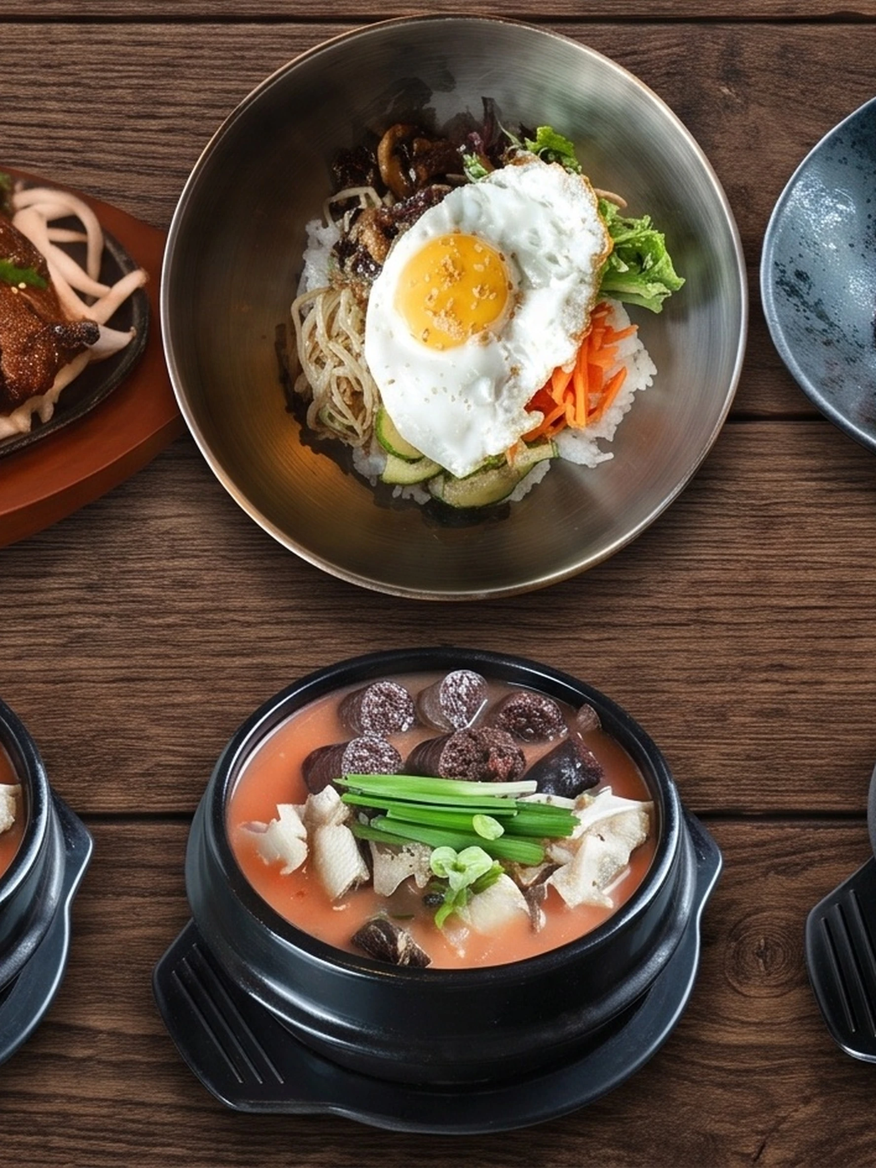Shareable Korean dishes prepared for group orders at Hanyang Korean Restaurant