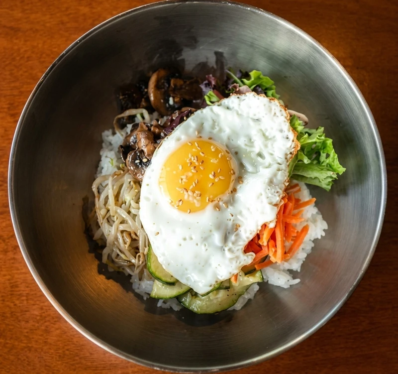 Bibimbap-style Korean rice bowl at Hanyang Restaurant Calgary