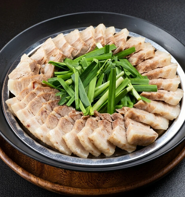 Pork sooyuk boiled pork slices at Hanyang Restaurant Calgary